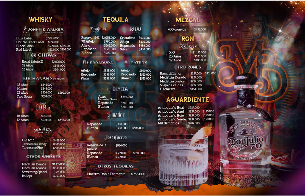 Página del menú
